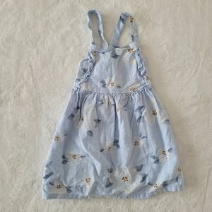 🧸2/20$ Carter's Light Blue Floral Kids Dress Linen Blend Baby Girl Summer